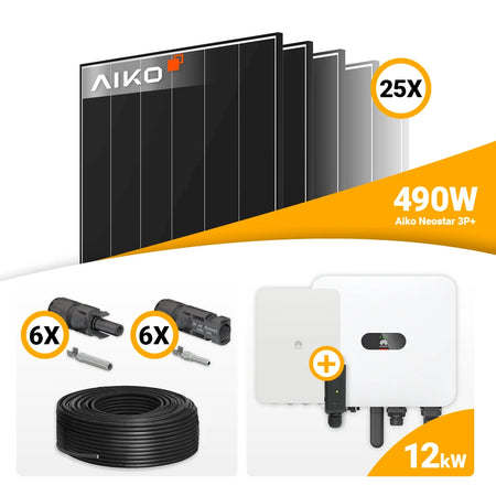 PV set 12 kWp AIKO 490W 25x + Huawei MAP0 uitbreidbaar met opslag kopen bij solago.nl